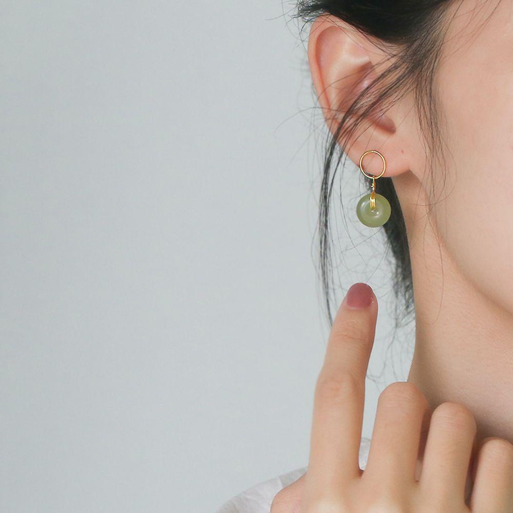 Mxbeauty Anting Wanita Hijau/Putih Retro Chinoiserie Klasik Tren Gadis Untuk Hadiah Ibu Anting Gaya Korea