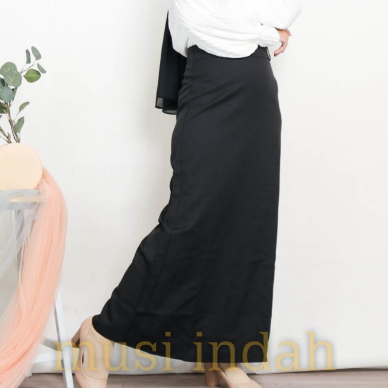Rok Kerja Panjang Hitam Rok A Line Bahan Formal Kantor-Hitam