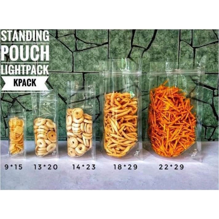 Plastik Standing Pouch KPack Lightpack Bening Transparan 13x20cm [ECER Termurah]