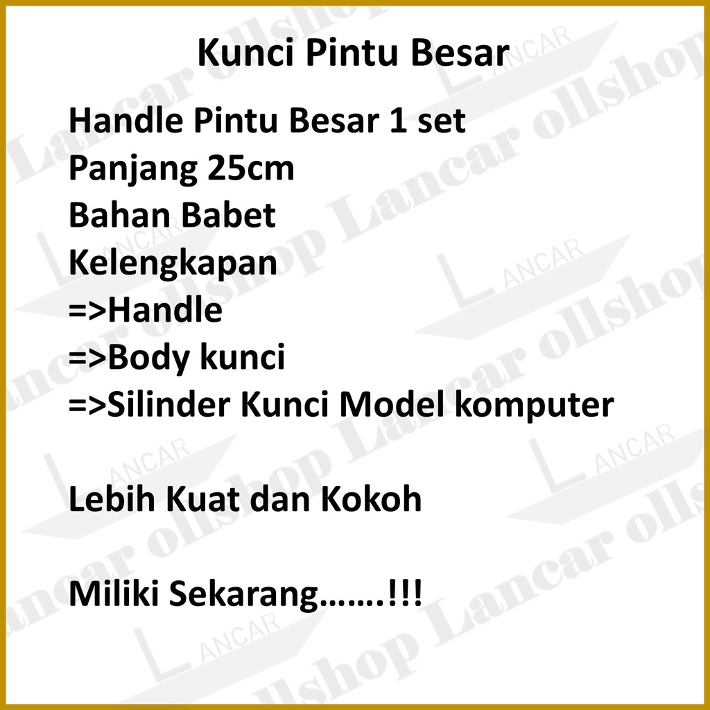 kunci pintu besar gagang babet 01 cp/ handel pintu besar / Handle Pintu Rumah