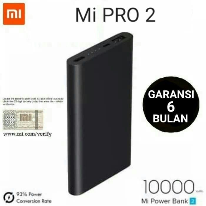 PowerBank Xiaomi 10000mAh Power Bank Mi Pro 2 Hitam Fast Charging