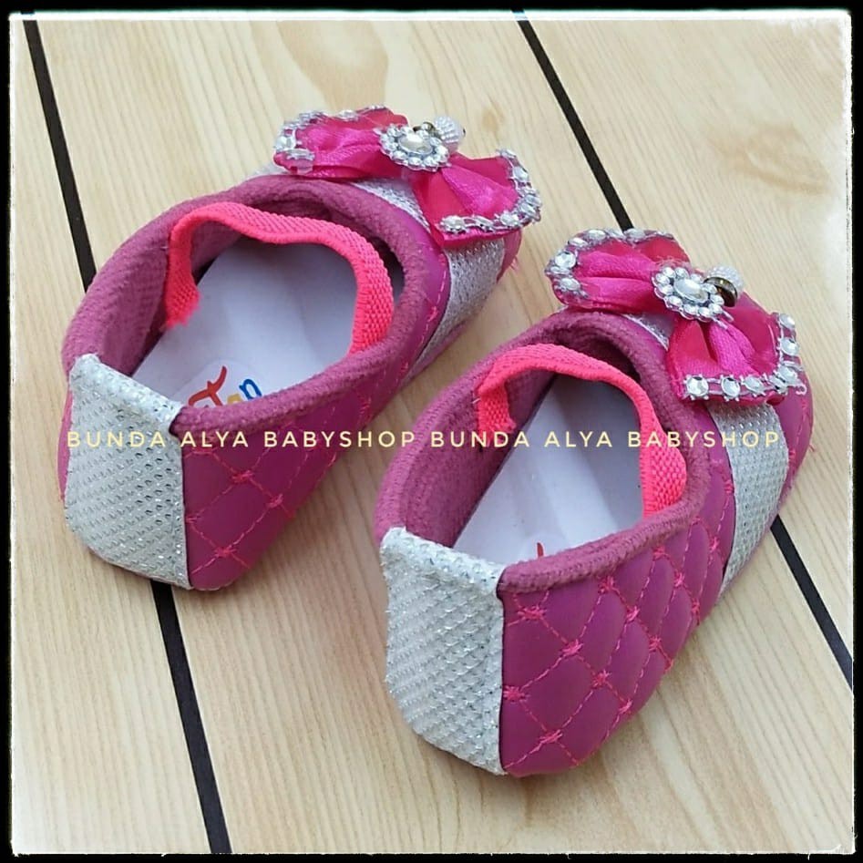 Sepatu Bayi Perempuan Pita PINK TUA- Prewalker Baby Girl - PW Bayi - Sepatu Bayi Alas Lembut SALE