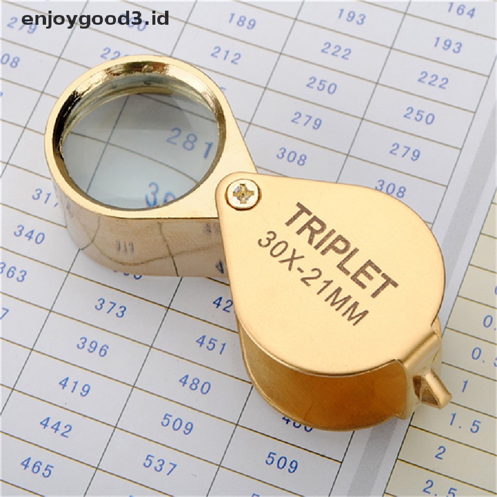 Kaca Pembesar Lipat 30x21mm Warna Emas Untuk Perhiasan