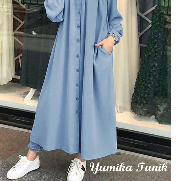 ➽ HOPYLOVY - YUMIKA LONG DRESS TUNIK PANJANG WANITA ➧