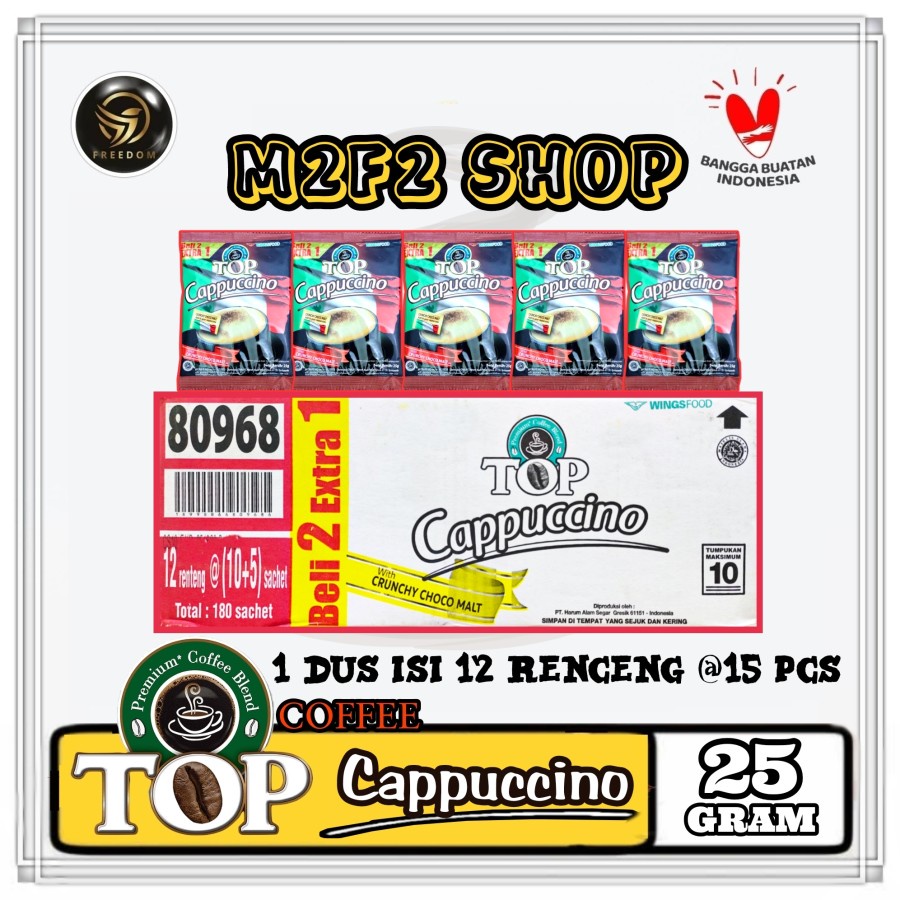 

TOP Premium Coffee Blend Cappuccino Choco Malt | Kopi Instant Sachet - 25 gr (Kemasan Karton)