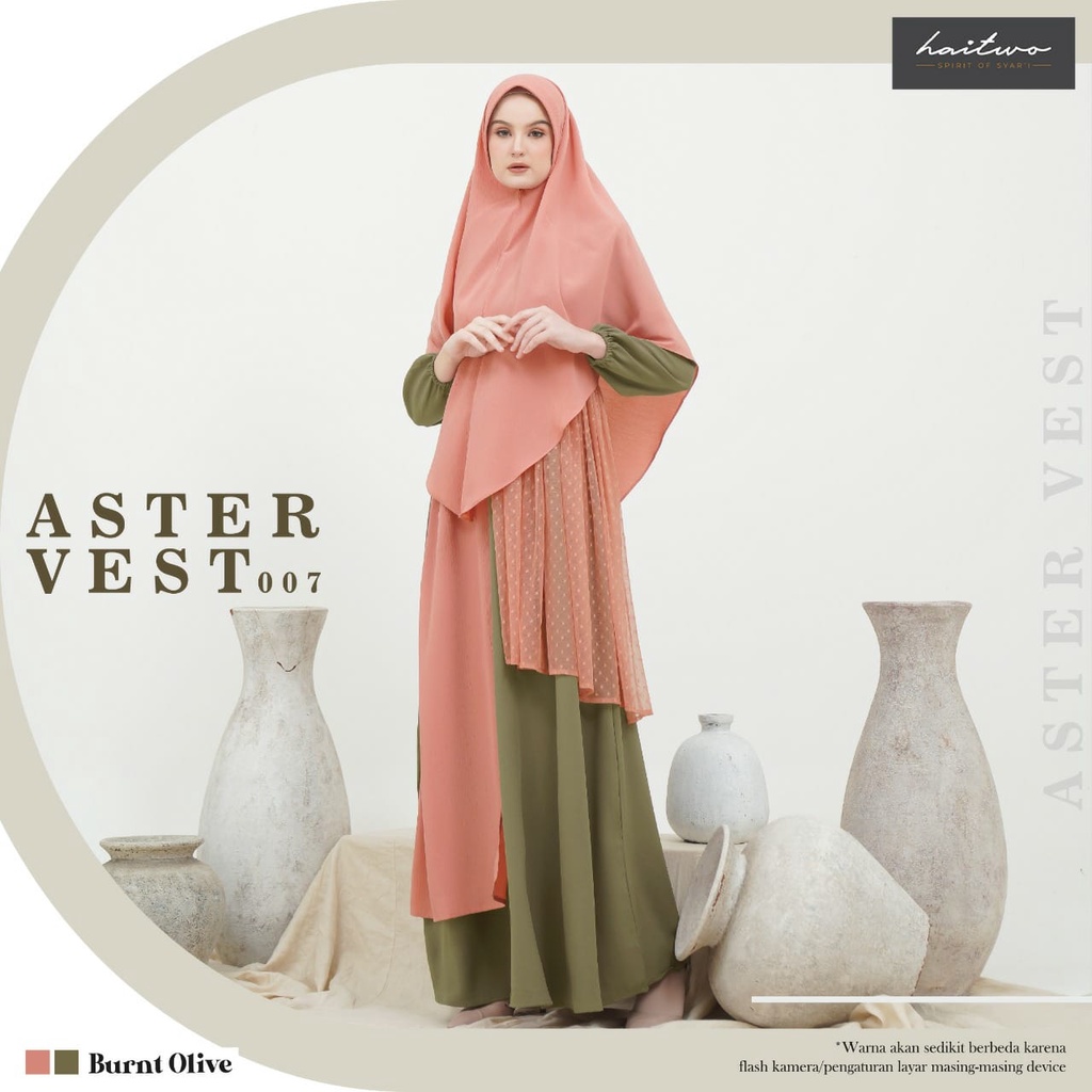 Haitwo Aster Vest 007 Set Gamis Wanita Muslimah Dress Syari Bahan Morelli Stretch