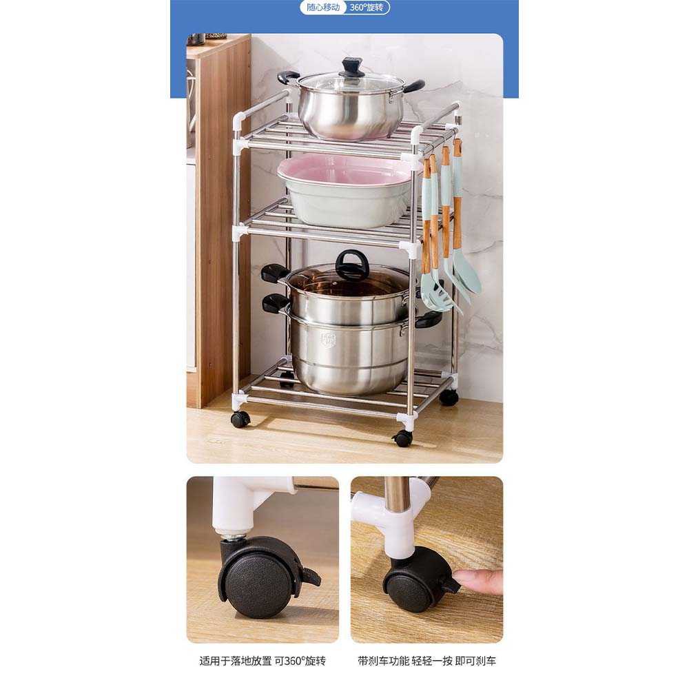 Rak Tingkat Dapur Kitchen Storage Rack 5 Layer Etalase Peralatan Masak Rack Rakit Alumunium Multifungsi Berkualitas