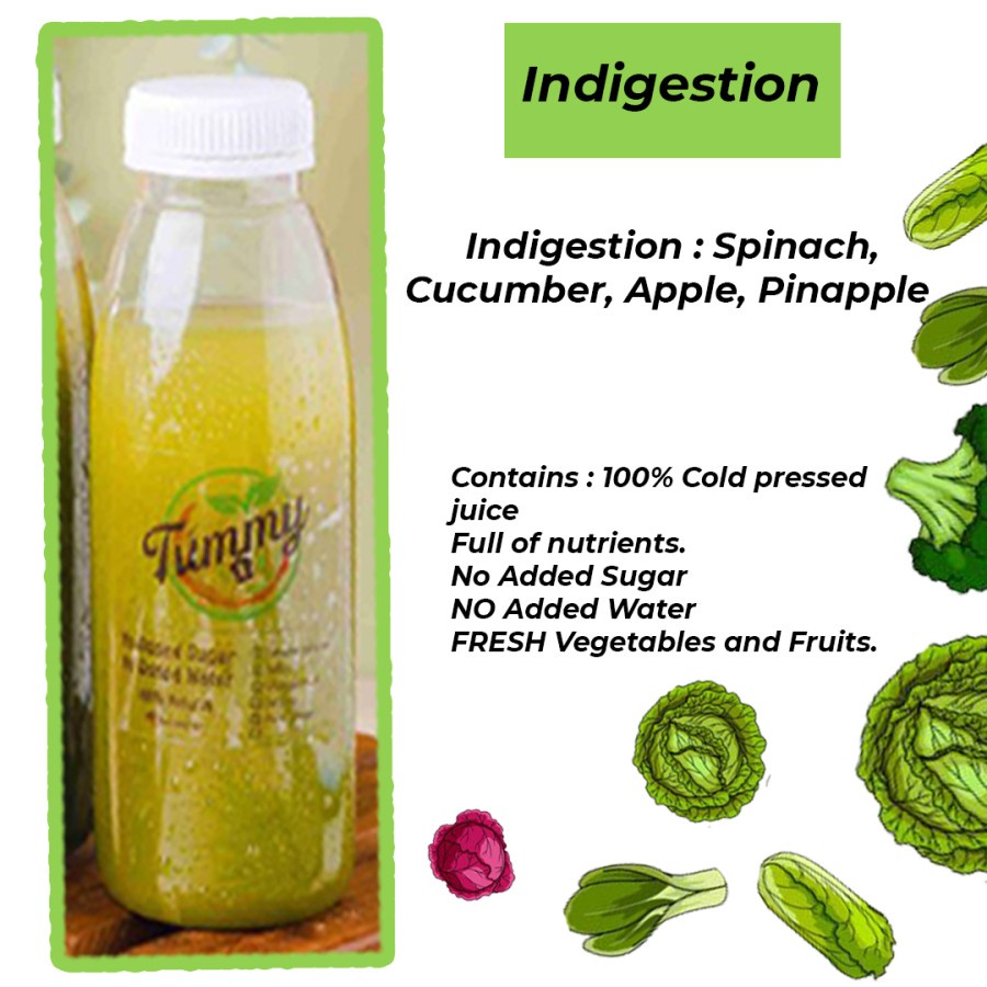 

Cold Pressed Juice Indigestion 330ml Size Dewasa Spinach Pineapple