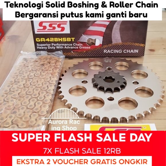GirSet Gear Set SSS 428 CBR 150R K45 Rantai Hsbt 130L rante rantei gigi tarik sss did xtreme vixion 