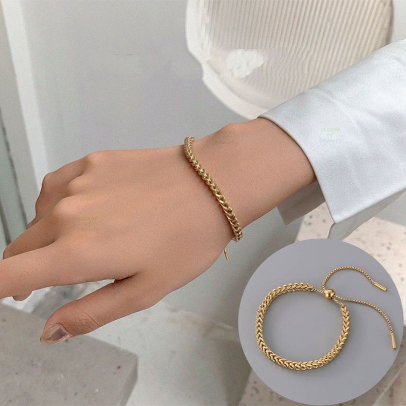 GG Gelang Tangan Serut Titanium Rantai Kait Gold