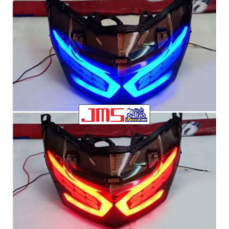 lampu stop belakang dan lampu sen depan led yamaha nmax lama warna merah biru sen warna kuning set