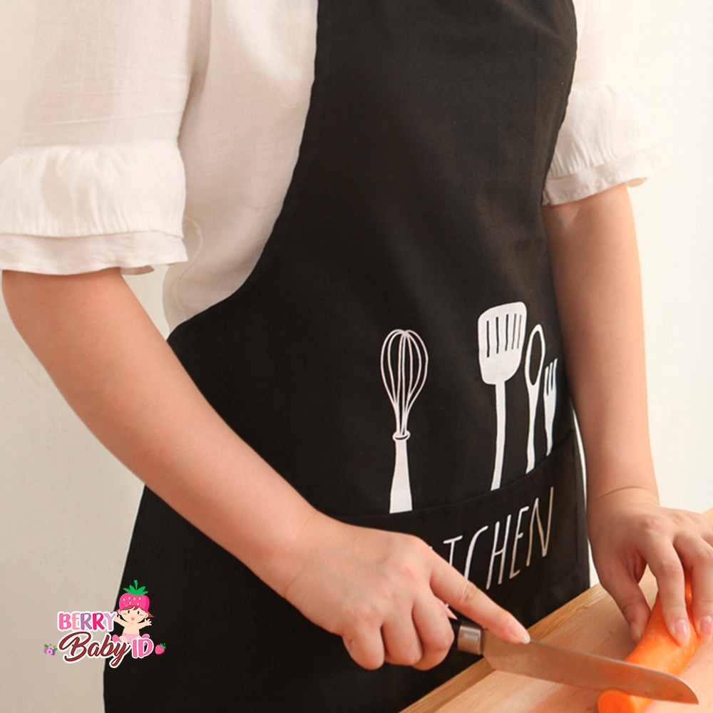 Berry Mart Celemek Kain Apron Kitchen Dapur Kafe dengan Adjustable Strap Berry Mart