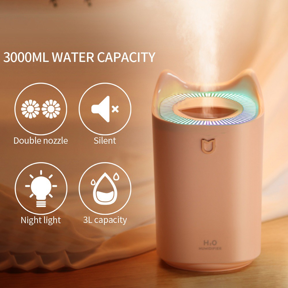Jual Humidifier H2O Ultrasonic Aromatherapi Diffuser Double Spray Large