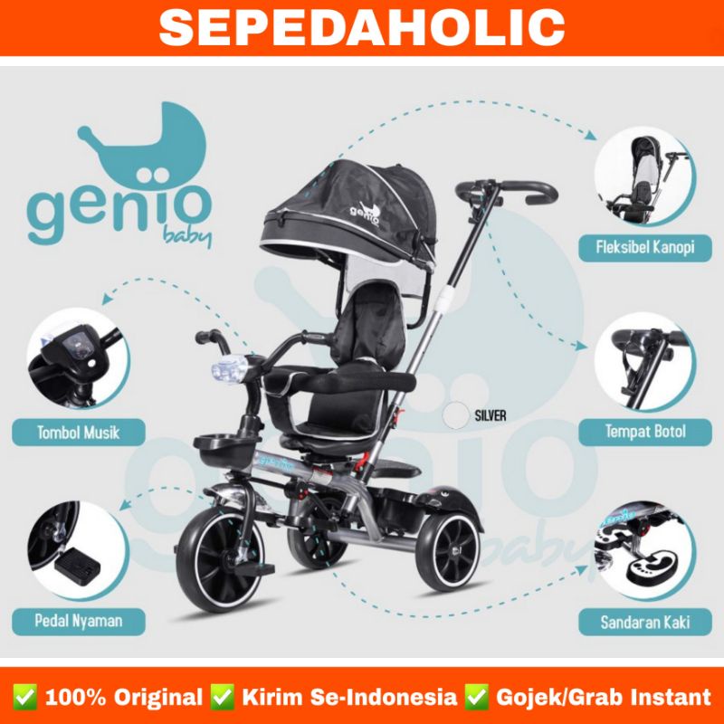 Sepeda Roda 3 Tiga GENIO BABY CARRIAGE CARRIAGES BC 01 Kursi Putar 360 Tricycle Anak