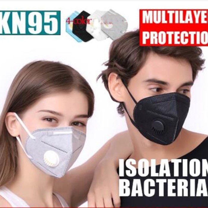 KESEHATAN MASKER MASKER N95 KN95 HITAM PUTIH DENGAN VALVE HR1227W