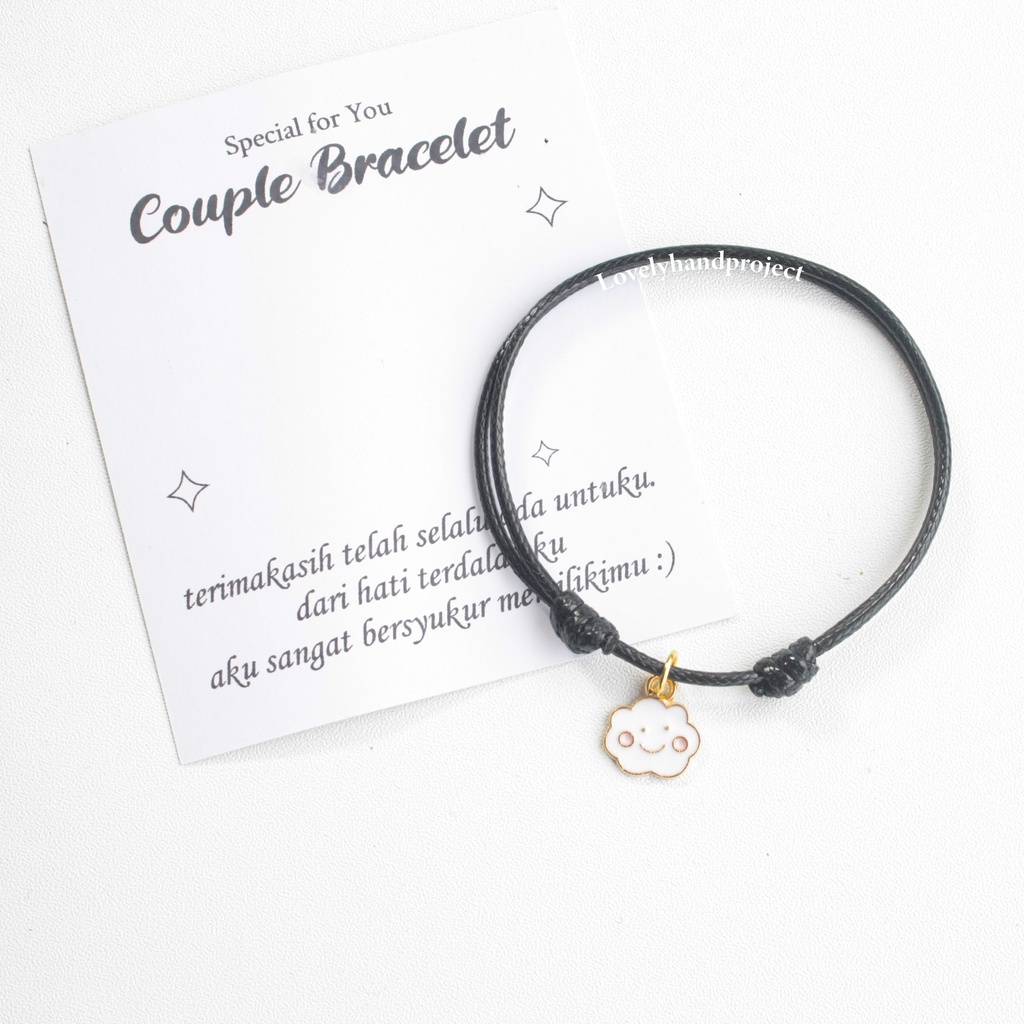 Gelang Tali Couple Liontin Awan Bintang Jatuh Rainbow Pelangi lucu Tali Korea dan Satin Couple Bracelet Cute Charm