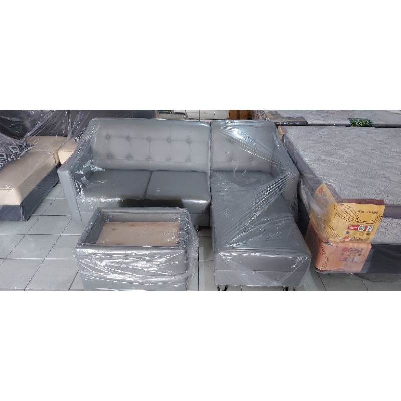 Sofa L Minimalis Oscar Abu + Meja