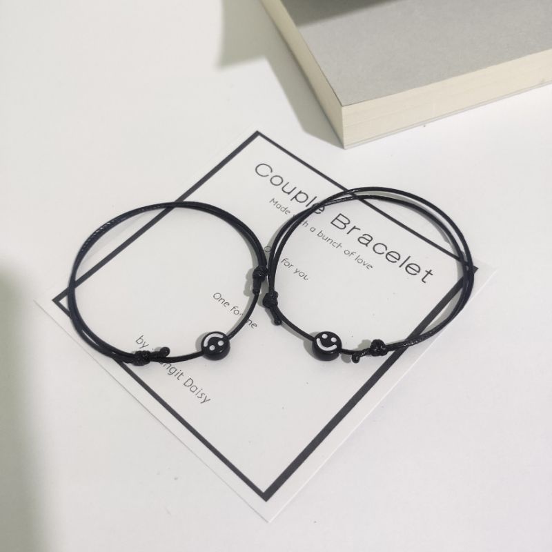 Set Gelang Couple SMILE THIN | Gelang Tali Pasangan Anti Air | Adjustable | Gelang Coupel