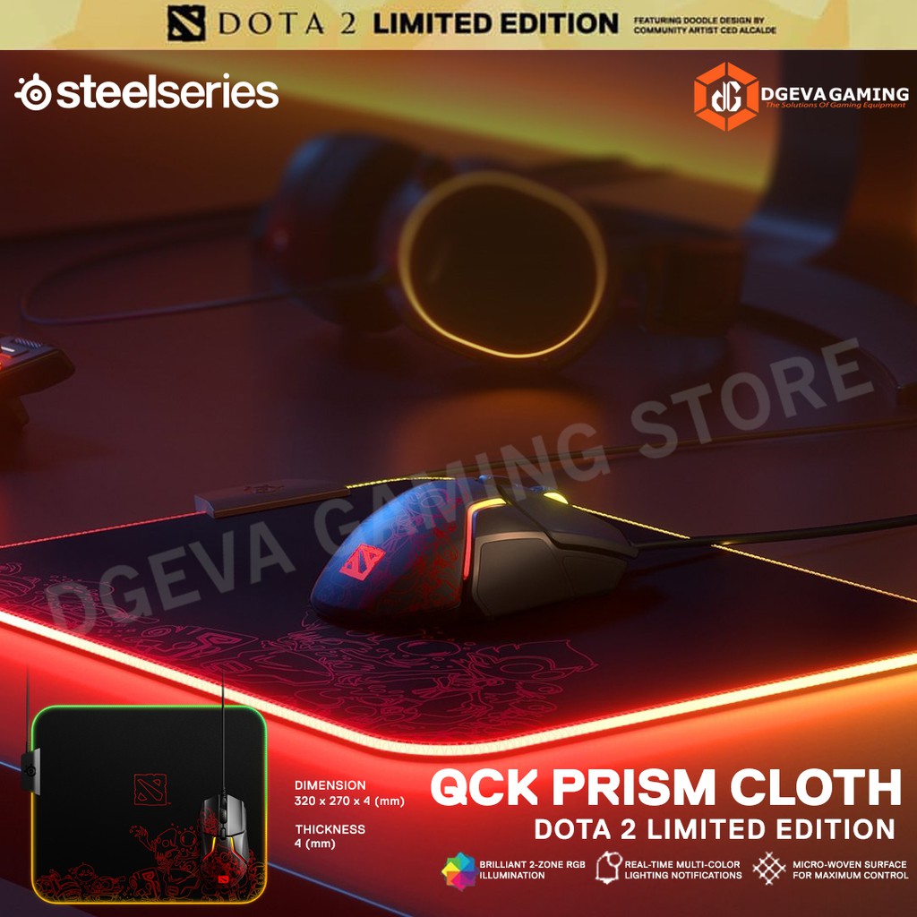 Steelseries QcK Prism Cloth RGB Dota 2 TI9 Edition Gaming Mousepad