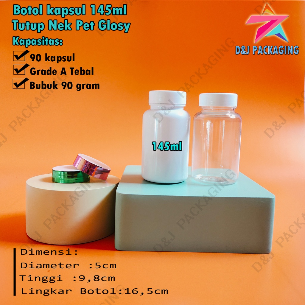 Botol kapsul Isi 60 / Botol Obat kapsul 145ml + Plug Inner