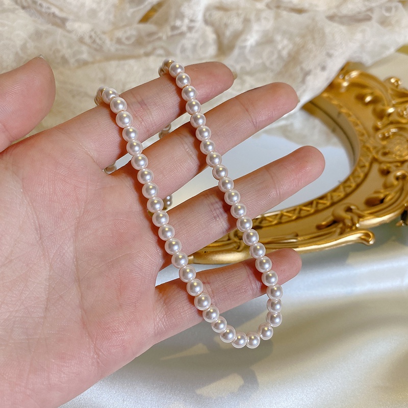 Kalung Rantai Manik-Manik Mutiara Model Simpel