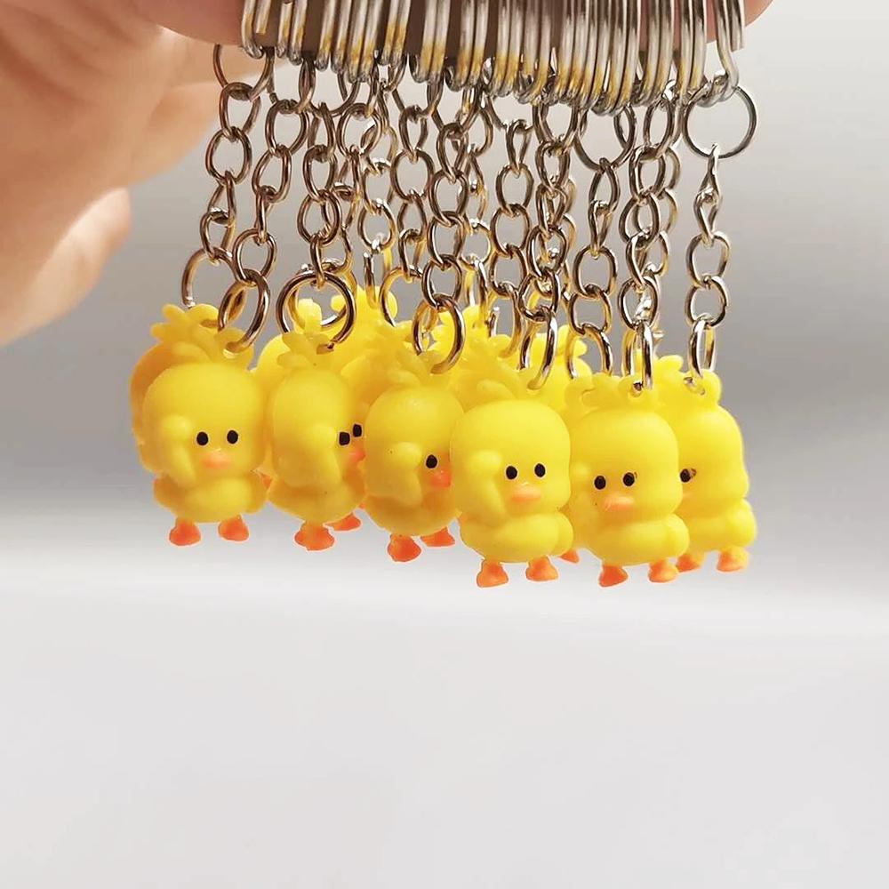 [Elegan] Gantungan Kunci 5 Pcs Bebek Kuning Kecil Lucu Kartun Key Rings