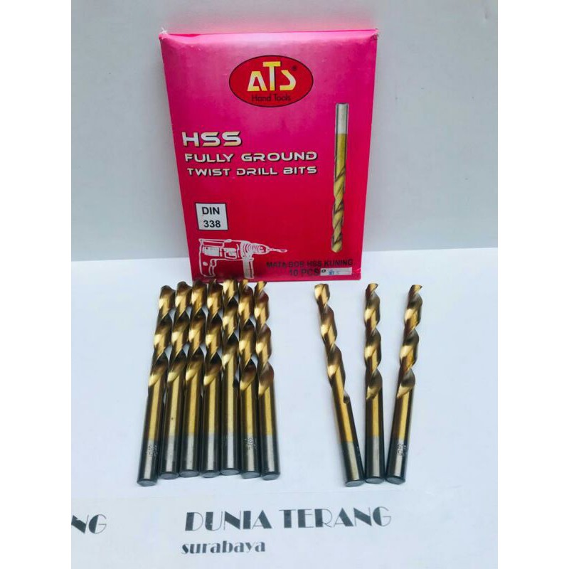 Mata Bor Besi ATS 10,5mm Kuning - HSS TiN Coated Fully Ground Twist Drill Bits 10.5 10,5 mm