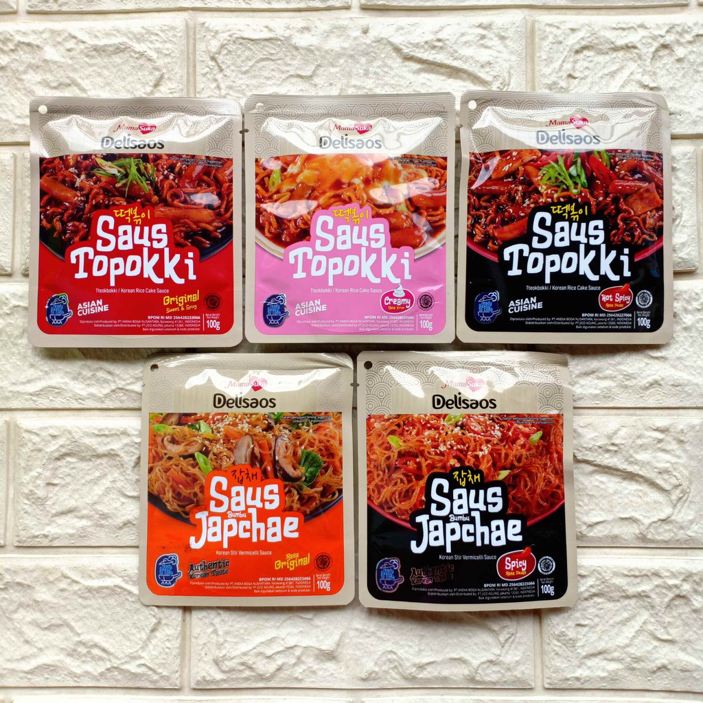 Mamasuka Delisaos Saus Topokki Bumbu Japchae Saos Tteokbokki Korean Rice Cake Sauce toppoki topoki instan