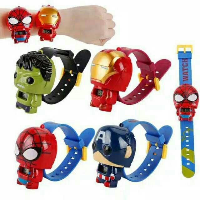 Jam tangan anak BATMAN / SPIDERMAN / HULK / CAPTAIN AMERIKA / IRON MAN / STAR WARS