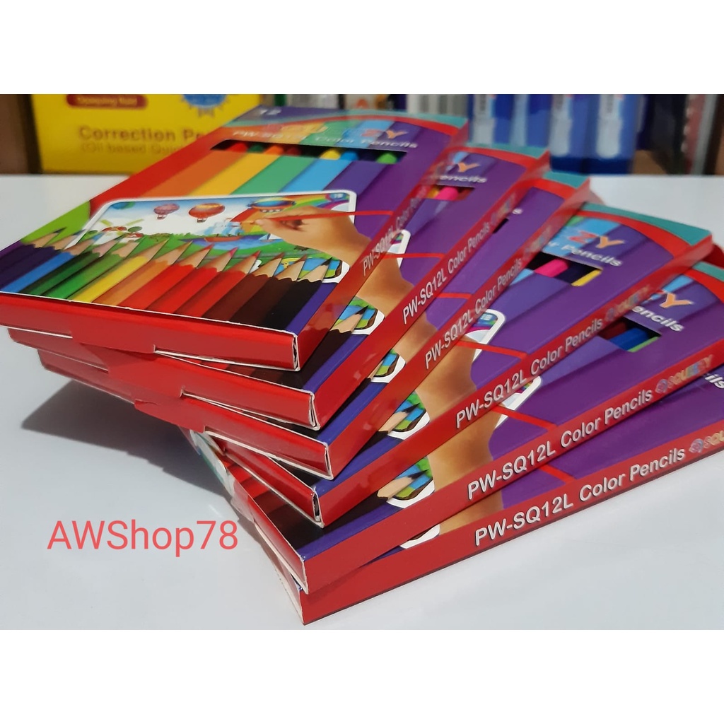 

pensil warna squeezy panjang PW-SQ12L 12 warna / pak