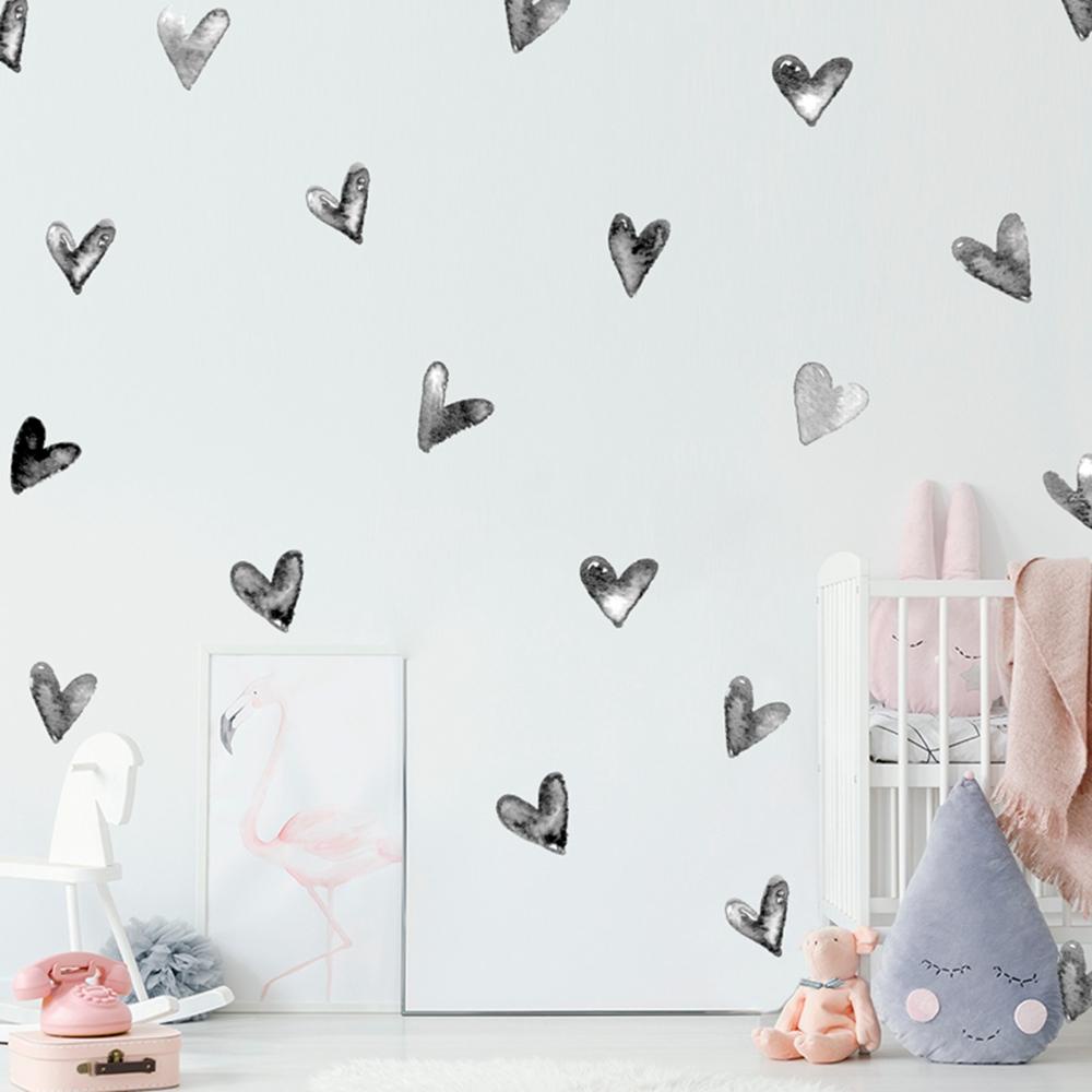 【 ELEGANT 】 Decals 24pcs /set Bentuk Hati Untuk Kamar Anak Tinta Lukis Furniture Dekorasi Pintu Dekorasi Rumah