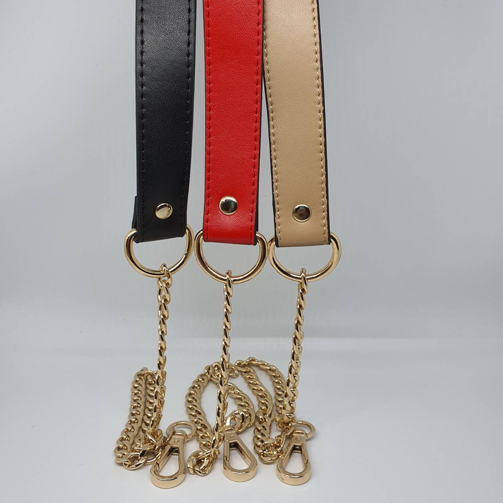 bagstrap rantai mix kulit polos tali tas fashion selempang panjang airy long chain starp