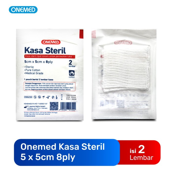 Kasa Steril 5 x 5 cm OneMed 8 ply Isi 2 Lembar