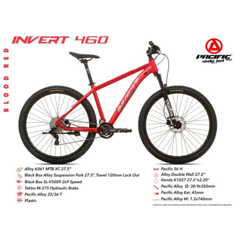 Sepeda mtb 27.5 Pacific Invert 460 Discbrake Hydrolic 2 x 9 speed
