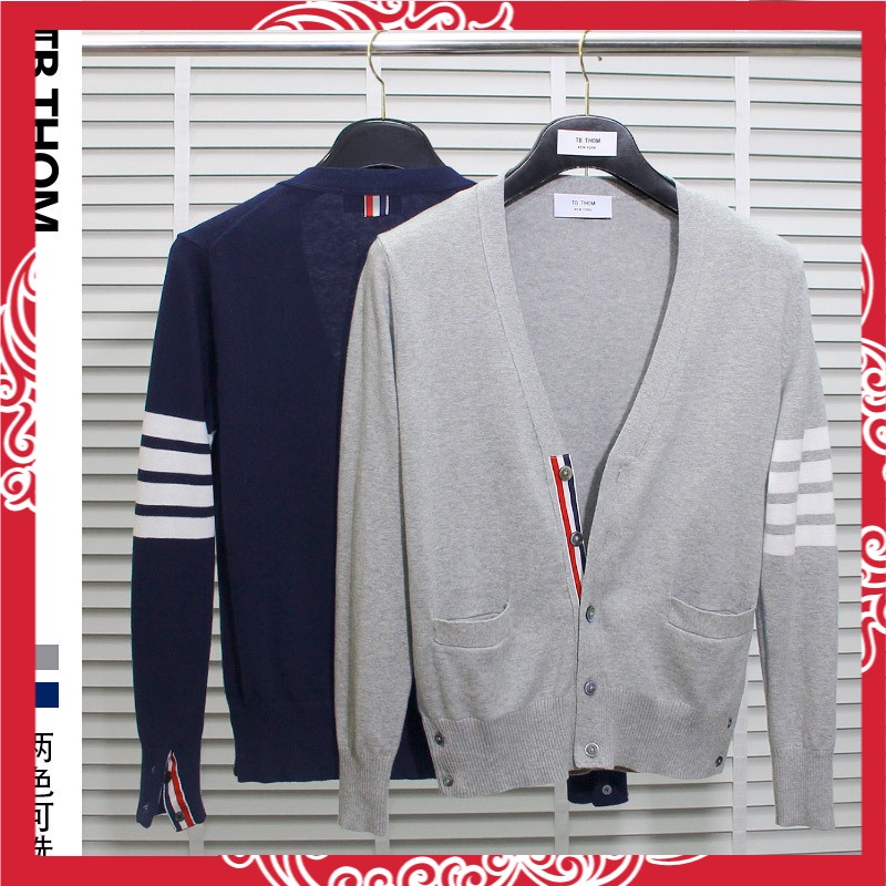 Kompetitif TB Thom  Dapat Mengotorisasi   Rajut Sweater Cargan  Pria  Wanita V-neck Mantel