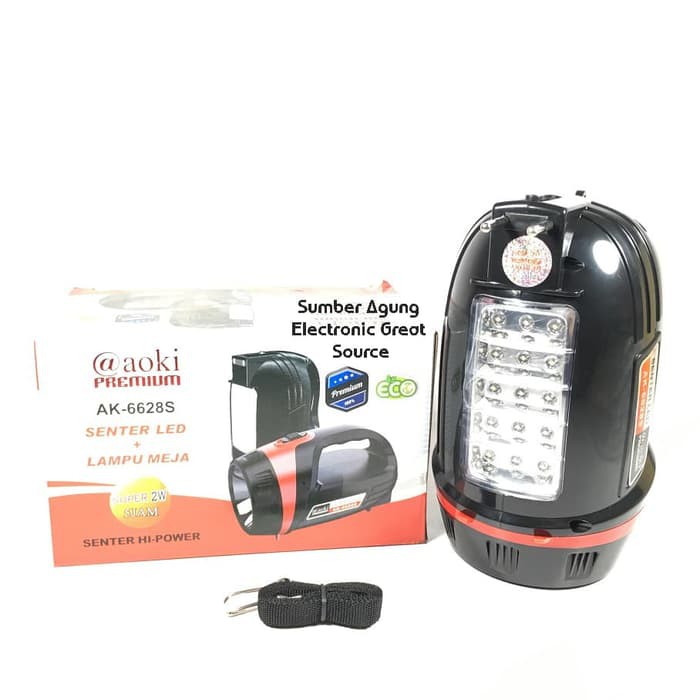 Senter Aoki AK6628S 6628 AK6628 LED Emergency Saat Mati Lampu Meja