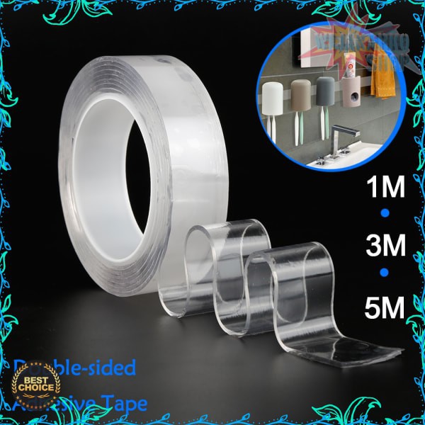 

500 x 3 x 0.1 cm SzGlue Double Tape Perekat Transparent No Trace Washable Sticker J007 Grab Medan