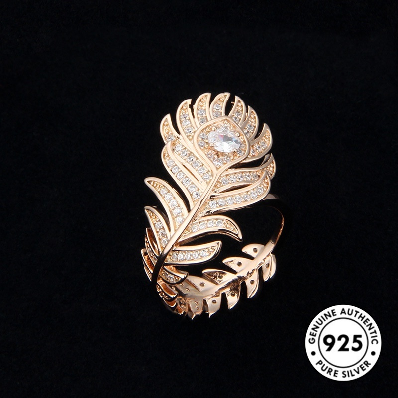 Cincin Sterling Silver 925 Model Bulu Untuk Wanita
