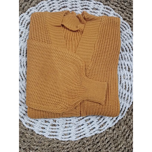 Outer Rajut GRB Premium (7GET) Cardigan Crop/Basic Cardy Allsize-MUSTARD