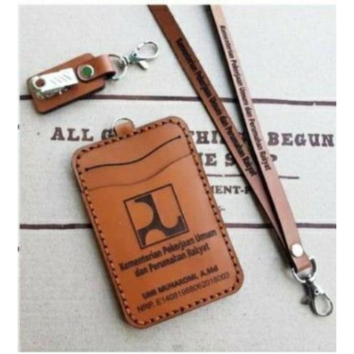 

ID Card PUPR Custom || Gantungan ID CARD HOLDER KULIT ASLI || Lanyard ID Card Logo PU