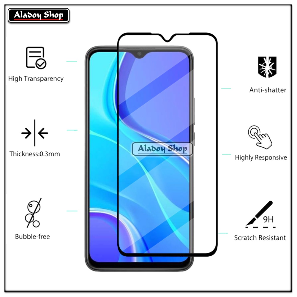 PAKET 3 IN 1 Tempered Glass Layar Xiaomi Redmi 9 Free Tempered Glass Camera Lens dan Skin Carbon 3D