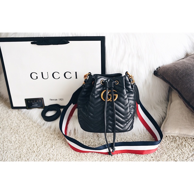 Gucci GG Marmont Chevron Quilted Bucket Bag