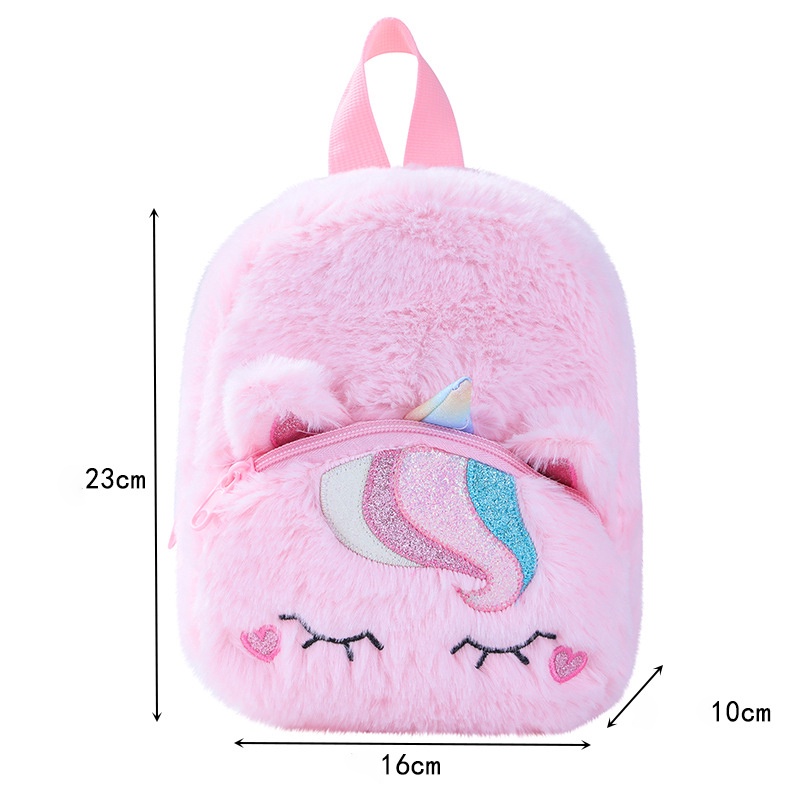 Tas Wanita Ransel Anak Model Unicorn Color Bahan Plush