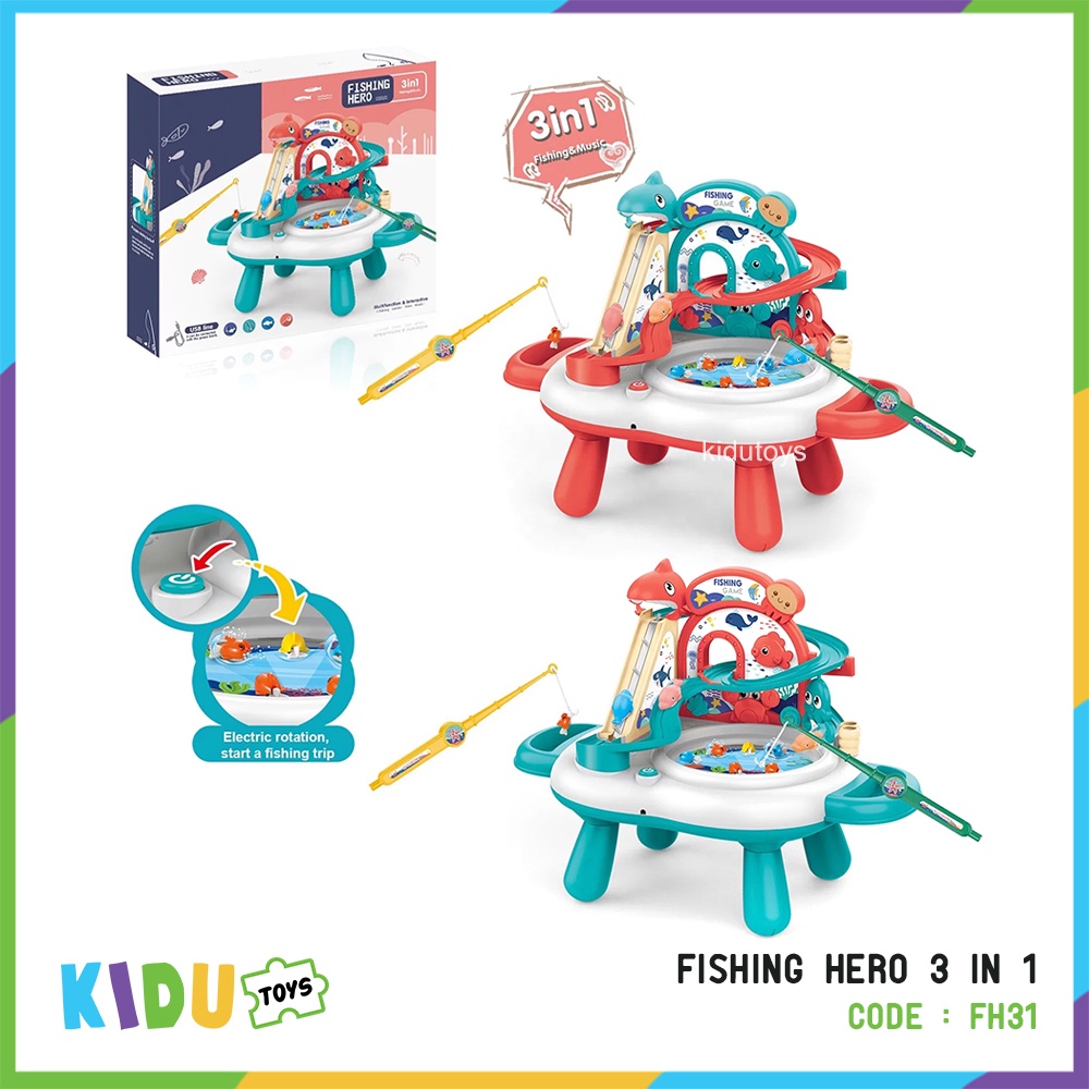 Mainan Anak Pancing Memancing Pancingan Ikan / Fishing Hero 3 in 1 Kidu Toys