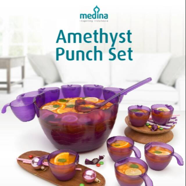 Tempat es buah murah Amethyst Punch Set wadah es wadah minuman