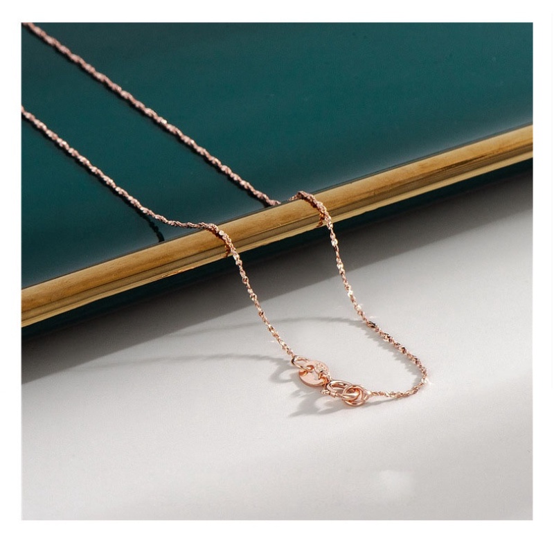 18K Rose-gold 7 gaya rantai 100% Nyata 925 rantai perak murni Desain Berbeda Disepuh Rose-Gold Kalung 40-45 cm 18K Emas Link Wanita di Korea Grosir sederhana