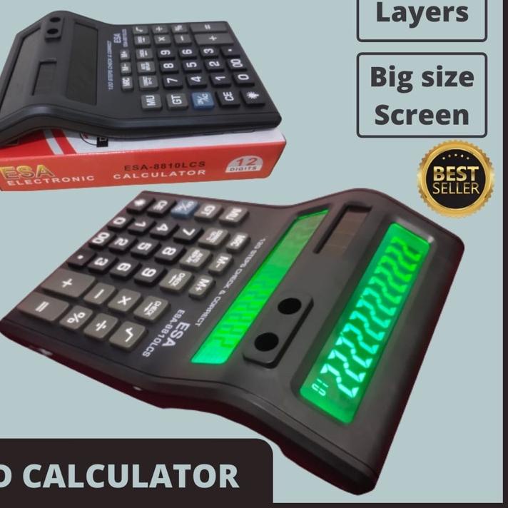 

Terjangkau - Kalkulator layar lcd led menyala ukuran BESAR ESA 8810LCS 12DIGIT 2 Layar bolak balik