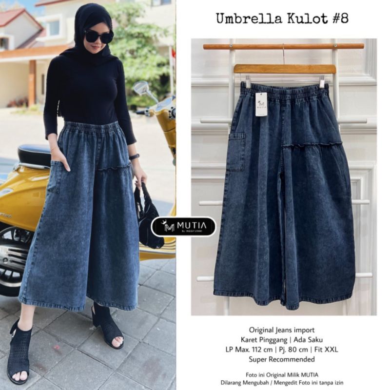 UMBRELLA KULOT #8 BY MUTIA / KULOT JEANS WANITA MUSLIMAH / Palazzo jeans muslimah