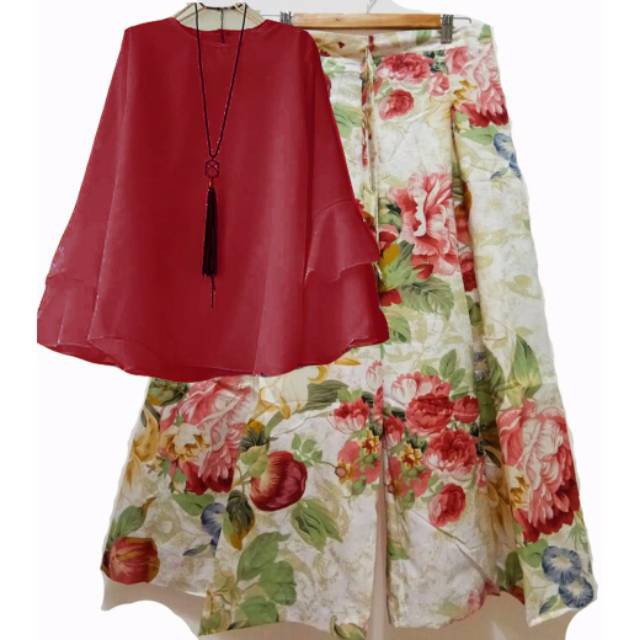 Stelan kulot sabilah merah-maroon