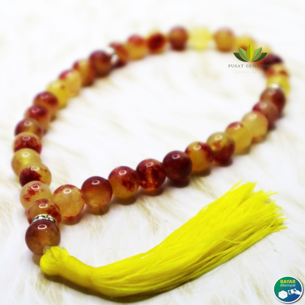 Tasbih Giok Kuning Gradasi 33 Butir Natural